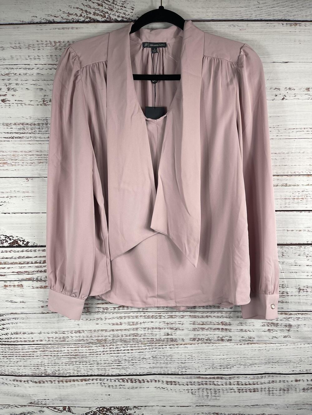 Adrianna Papell Blouse Women's SZ S Lavender Long Sleeve Pearl Button Dressy Top - Picture 1 of 8
